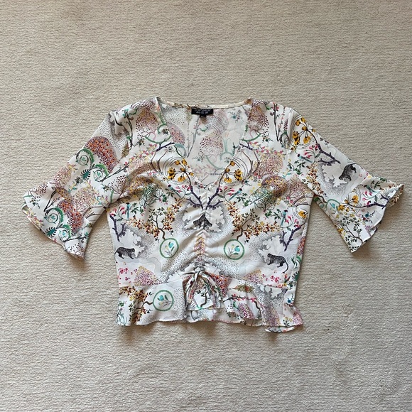 Summer white Topshop crop top with fun print - Picture 6 of 9